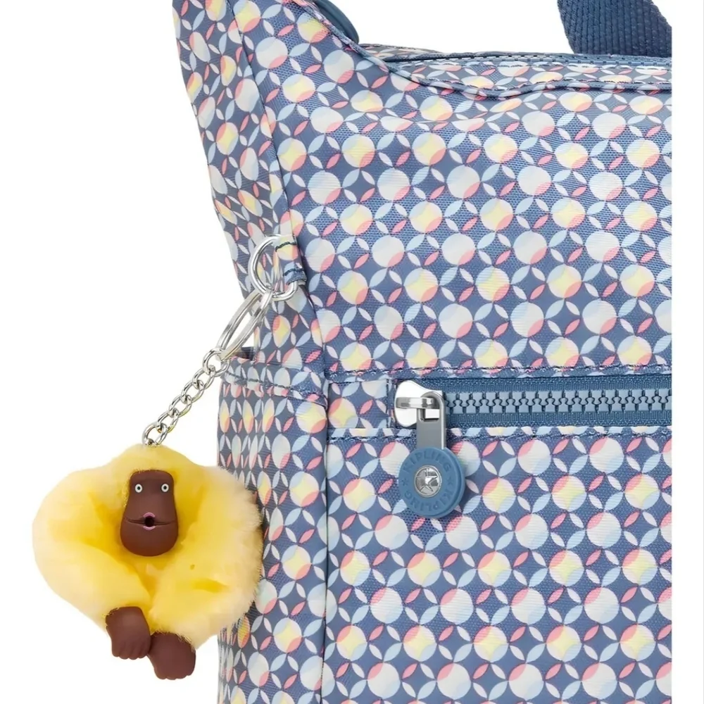 NWT Kipling Alenya Blue Geo Crossbody Shoulder Bag Summer Travel Boho Chic - Picture 4 of 5